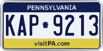 PA license plate KAP9213