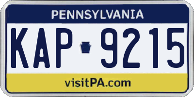 PA license plate KAP9215