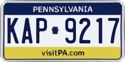 PA license plate KAP9217