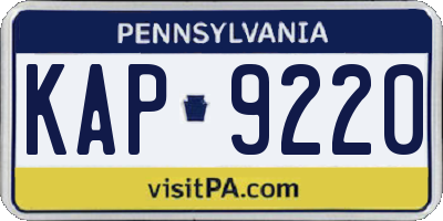 PA license plate KAP9220