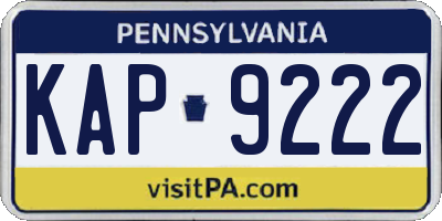 PA license plate KAP9222