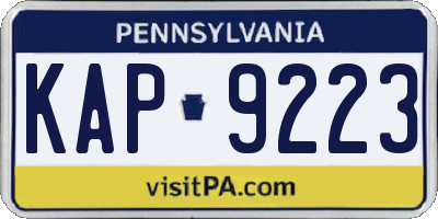 PA license plate KAP9223