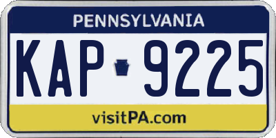 PA license plate KAP9225