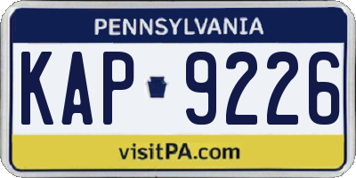 PA license plate KAP9226