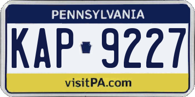 PA license plate KAP9227