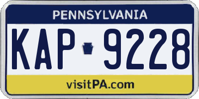 PA license plate KAP9228