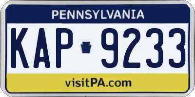 PA license plate KAP9233