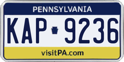 PA license plate KAP9236