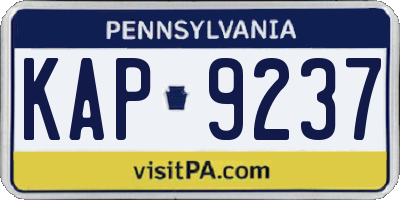 PA license plate KAP9237