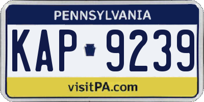 PA license plate KAP9239