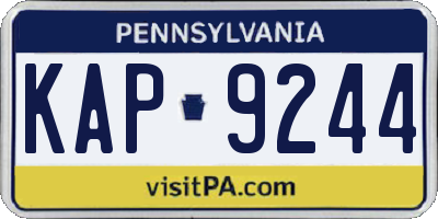 PA license plate KAP9244