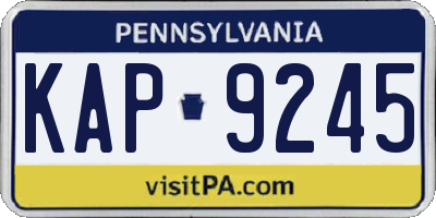 PA license plate KAP9245