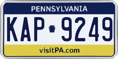 PA license plate KAP9249