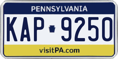 PA license plate KAP9250