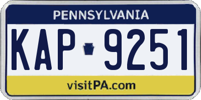 PA license plate KAP9251