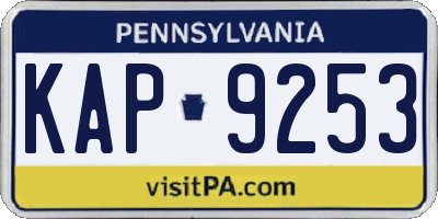 PA license plate KAP9253