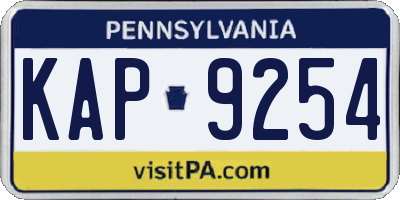 PA license plate KAP9254