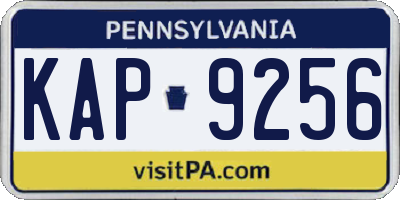PA license plate KAP9256