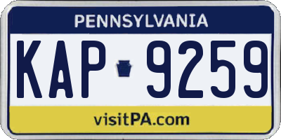 PA license plate KAP9259