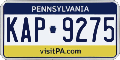 PA license plate KAP9275