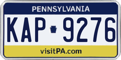 PA license plate KAP9276