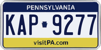 PA license plate KAP9277