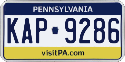 PA license plate KAP9286