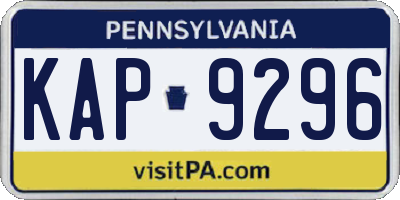 PA license plate KAP9296