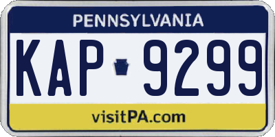 PA license plate KAP9299