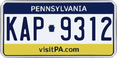 PA license plate KAP9312