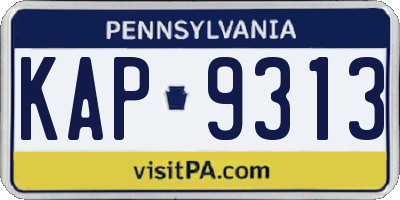 PA license plate KAP9313