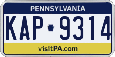 PA license plate KAP9314