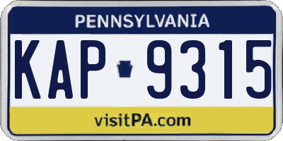 PA license plate KAP9315