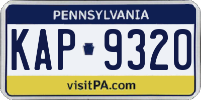 PA license plate KAP9320