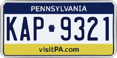PA license plate KAP9321