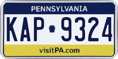 PA license plate KAP9324