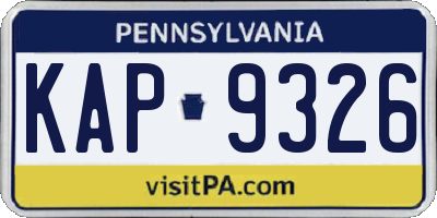 PA license plate KAP9326