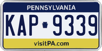 PA license plate KAP9339