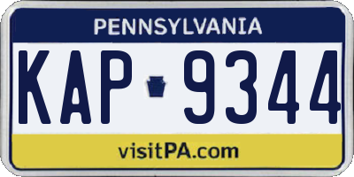 PA license plate KAP9344
