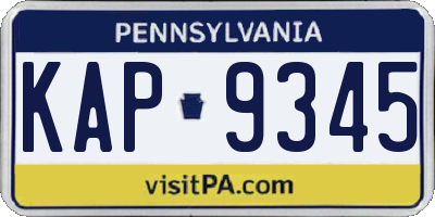 PA license plate KAP9345