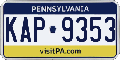 PA license plate KAP9353