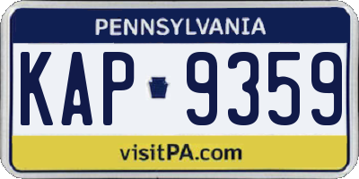 PA license plate KAP9359