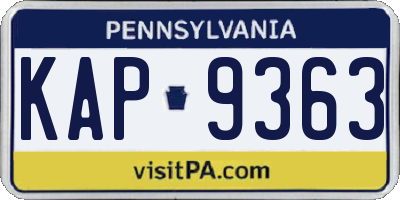PA license plate KAP9363