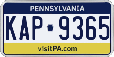 PA license plate KAP9365