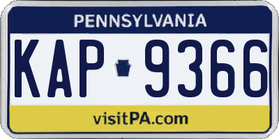 PA license plate KAP9366
