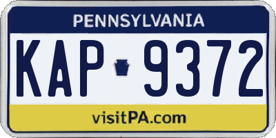 PA license plate KAP9372