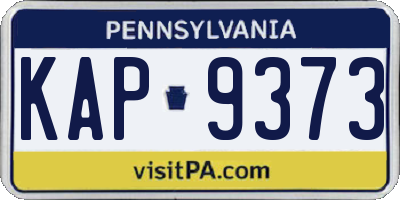 PA license plate KAP9373