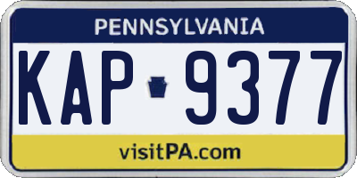 PA license plate KAP9377