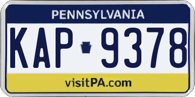 PA license plate KAP9378