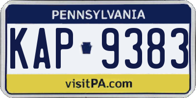 PA license plate KAP9383
